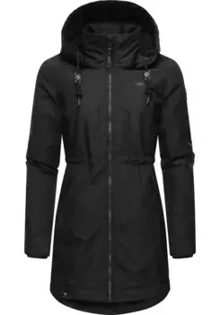 Зимняя куртка Ragwear "Dakkota" с капюшоном, непромокаемая зимняя парка на флисовой подкладке Тедди, черный