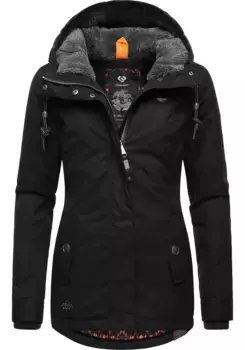 Зимняя куртка Ragwear "Monade" с капюшоном, женская зимняя парка с капюшоном на флисовой подкладке, черный