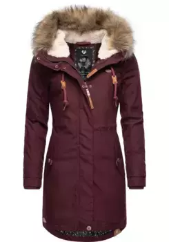 Зимняя куртка Ragwear "Tawny" с капюшоном, стильная зимняя парка с большим капюшоном и воротником из искусственного меха, красный