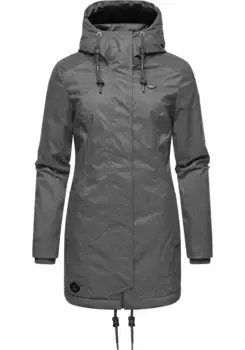 Зимняя куртка Ragwear "Tunned" с капюшоном, стильная зимняя парка на меховой подкладке, серый