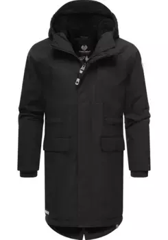 Зимняя куртка Ragwear "Uniparka B", с капюшоном, куртка на пушистой, теплой меховой подкладке плюшевого цвета, черный