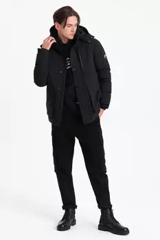 Зимняя куртка с капюшоном и боковыми карманами Ombre, черный