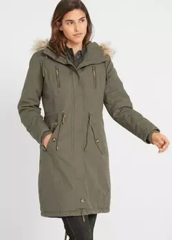 Зимняя куртка с капюшоном из искусственного меха John Baner Jeanswear, зеленый