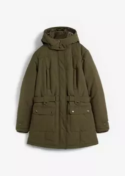 Зимняя куртка с капюшоном из искусственного меха John Baner Jeanswear, зеленый