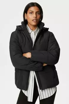 Зимняя куртка со съемным капюшоном Marks & Spencer, черный