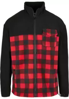 Зимняя куртка URBAN CLASSICS " Urban Classics Men's Patterned Polar Fleece Track Jacket" (1 шт.), с капюшоном, цвет Black/Redcheck