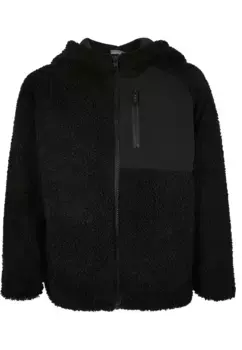 Зимняя куртка URBAN CLASSICS " Urban Classics Men's Boys Hooded Sherpa Zip Jacket" (1 шт.), с капюшоном, черный
