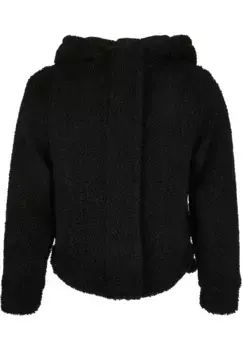 Зимняя куртка URBAN CLASSICS " Urban Classics Women's Girls Short Sherpa Jacket" (1 шт.), с капюшоном, черный