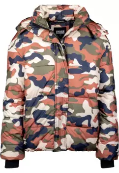 Зимняя куртка URBAN CLASSICS " Urban Classics Women's Ladies Boyfriend Camo Puffer Jacket" (1 шт.), с капюшоном, цвет Rustycamo