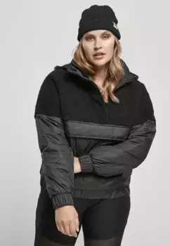 Зимняя куртка URBAN CLASSICS " Urban Classics Women's Ladies Sherpa Mix Pullover Jacket" (1 шт.), с капюшоном, черный