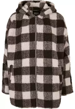 Зимняя куртка URBAN CLASSICS " Urban Classics Women's Ladies Hooded Oversized Check Sherpa Jacket" (1 шт.), с капюшоном, коричневый