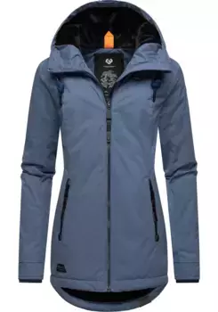 Зимняя куртка в стиле Ragwear "Зузка Зима", с капюшоном, стильная зимняя парка на флисовой подкладке Тедди, цвет Indigo