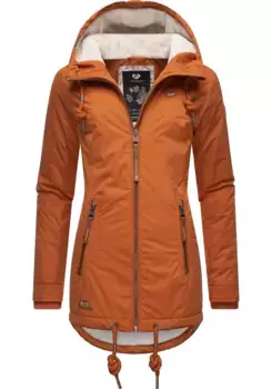 Зимняя куртка в стиле Ragwear "Зузка Зима", с капюшоном, стильная зимняя парка на флисовой подкладке Тедди, цвет Zimt