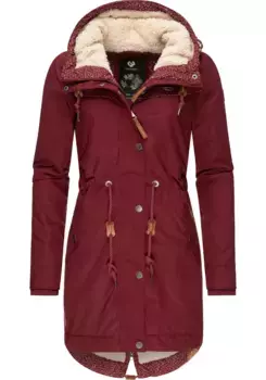 Зимняя куртка в стиле рэгвир "Canny II Intl.", с капюшоном, женская парка на теплой подкладке с капюшоном Ragwear, красный
