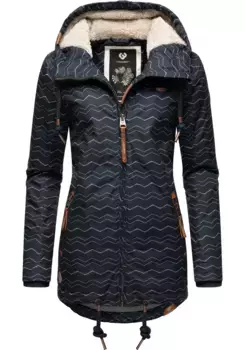 Зимняя куртка в стиле рэгвир "Зузка Зима", с капюшоном, стильная зимняя парка на флисовой подкладке Тедди Ragwear, синий