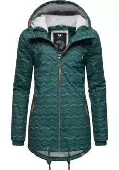 Зимняя куртка в стиле рэгвир "Зузка Зима", с капюшоном, стильная зимняя парка на флисовой подкладке Тедди Ragwear, зеленый