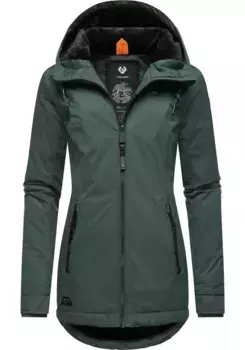 Зимняя куртка в стиле рэгвир "Зузка Зима", с капюшоном, стильная зимняя парка на флисовой подкладке Тедди Ragwear, зеленый