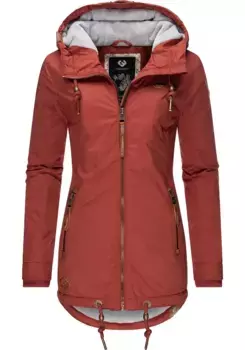 Зимняя куртка в стиле рэгвир "Зузка Зима", с капюшоном, стильная зимняя парка на флисовой подкладке Тедди Ragwear, красный