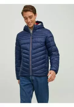 Зимняя куртка WATTIERTE LEICHTE KAPUZEN Jack & Jones, темно-синий пиджак