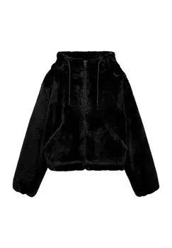 Зимняя куртка WITH HOOD PULL&BEAR, черный