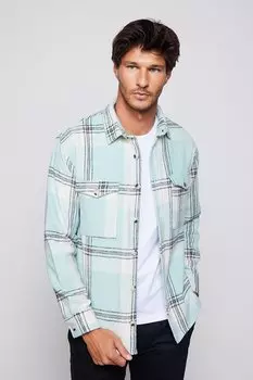 Зимняя мужская рубашка с двойным карманом и клапаном в клетку, повседневная мужская рубашка дровосека Relax Fit TUDORS, смешанный