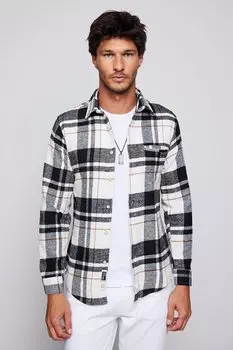 Зимняя мужская рубашка в клетку Fleto с одним карманом Slim Fit Lumberjack TUDORS, смешанный