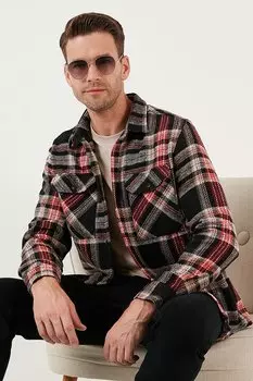 Зимняя рубашка лесоруба стандартного кроя в клетку с двумя карманами CF24W127159 Buratti, черный красный