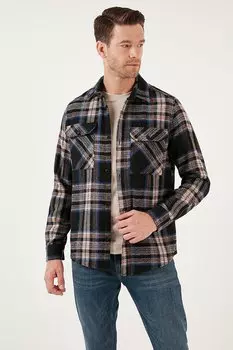 Зимняя рубашка лесоруба стандартного кроя в клетку с двумя карманами CF24W127159 Buratti, индиго