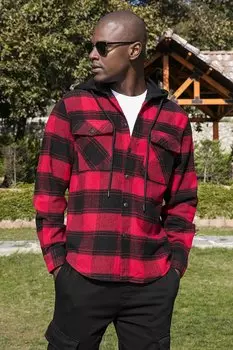 Зимняя рубашка лесоруба стандартного кроя в клетку с капюшоном CF24W129002 Buratti, красный