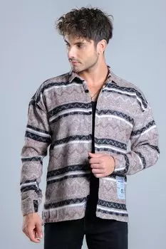 Зимняя рубашка оверсайз с рисунком MAR Over20 Stilkombin, коричневый