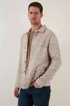 Зимняя рубашка приталенного кроя с узором и карманами CF23W346032 Buratti, бежевый