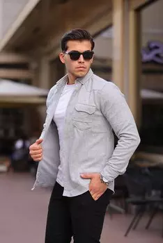 Зимняя рубашка с карманами и деталями MAR 4175 Stilkombin, серый