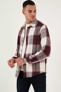 Зимняя рубашка стандартного кроя в клетку CF24W129000 Buratti, бургундия