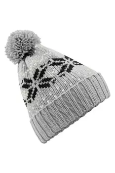 Зимняя шапка-бини Fair Isle Snowstar Beechfield, серый