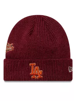 Зимняя шапка New Era LA Dodgers World Series Patch Cuff Knit Beanie 60580732, красный