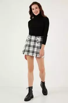 Зимняя твидовая мини-шорта-юбка стандартного кроя 611ET0020 Lela, черный