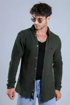 Зимняя вязаная рубашка на кнопках МАР 4215 Stilkombin, хаки