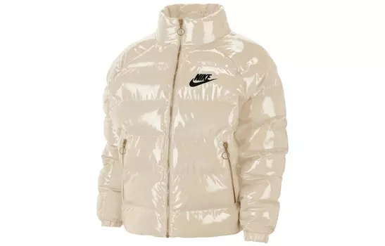 Зимняя женская куртка-пуховик цвета экрю Nike, Ecru