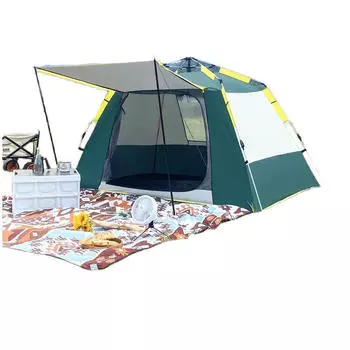 Ziyouke кемпинговое снаряжение [зеленая ель] солнцезащитная палатка на 2-3 человека + влагонепроницаемый коврик + гамак + надувная кровать + воздушный насос