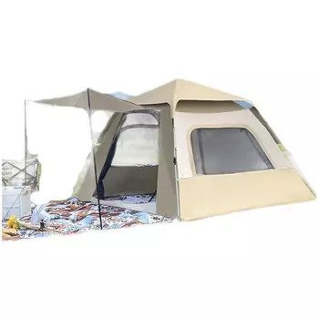Ziyouke палатка уличная портативная палатка цвета хаки на 3-4 человека + влагостойкий коврик + коврик для пикника
