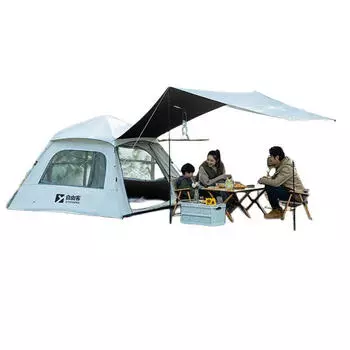 Ziyouke палатка уличная портативная складная [палатка с навесом] виниловая солнцезащитная палатка на 3-4 человека + влагонепроницаемая подкладка