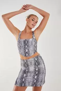 Змеиный корсетный топ Pink Vanilla, серый