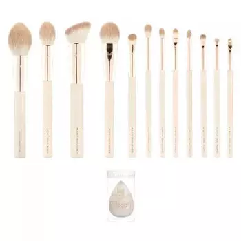 Знай свои основы, Набор из 12 кистей для макияжа ванильного цвета. Manybeauty