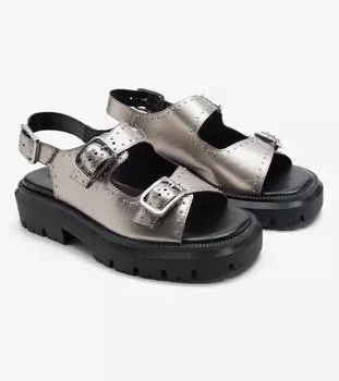 Знаменитые массивные сандалии в стиле вестерн с тремя ремешками Boston Off the Hook, серебро