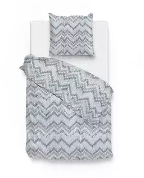 Зо! Постельное белье домашнее хлопковое 135х200 Саманта синий зигзаг синий серый HNL Living
