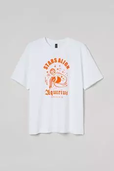 Зодиак футболка H&amp;M, белый/водолей