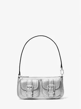 Zoe маленькая металлизированная кожаная сумочка Michael Kors, серебряный