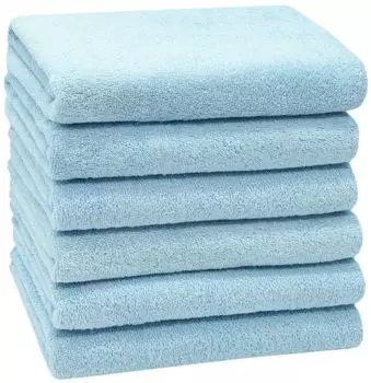 ZOLLNER Комплект из 6 полотенец, 50х100 см, 100% хлопок, 400 г/кв.м, голубой, светло-синий