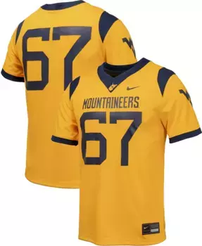 Золотая альтернативная футбольная майка Nike Youth West Virginia Mountaineers # 67