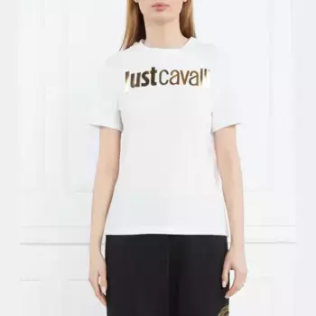 Золотая футболка с логотипом R расслабленная посадка Just Cavalli, белый